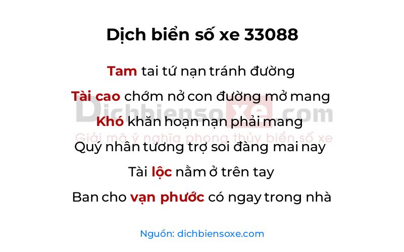 Dịch thơ biển số 33088