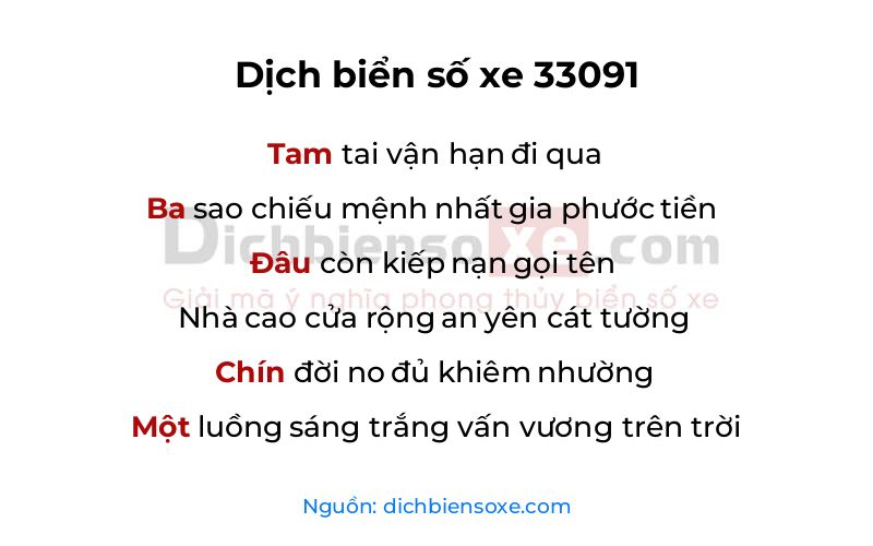Dịch thơ biển số 33091