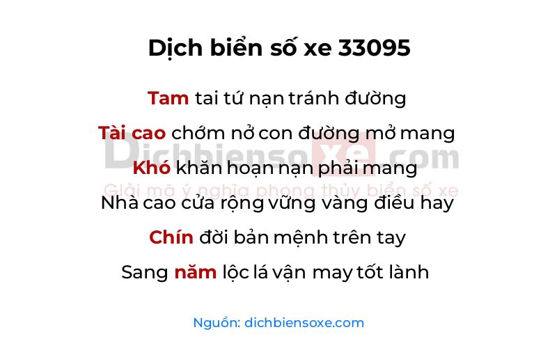 Dịch thơ biển số 33095