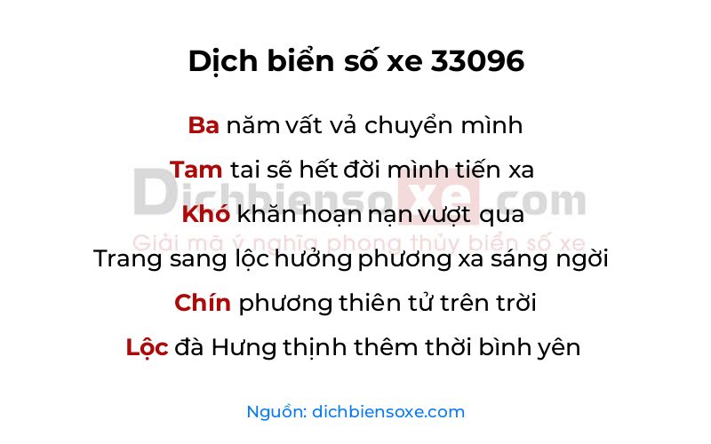 Dịch thơ biển số 33096