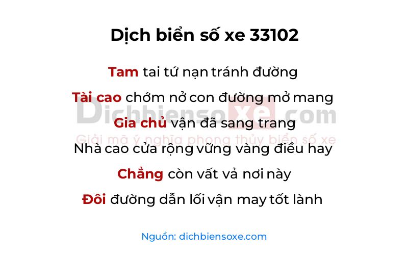 Dịch thơ biển số 33102