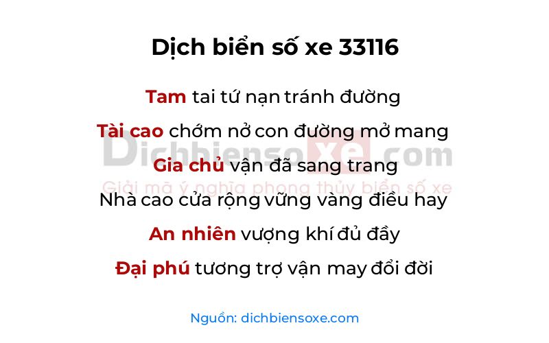 Dịch thơ biển số 33116