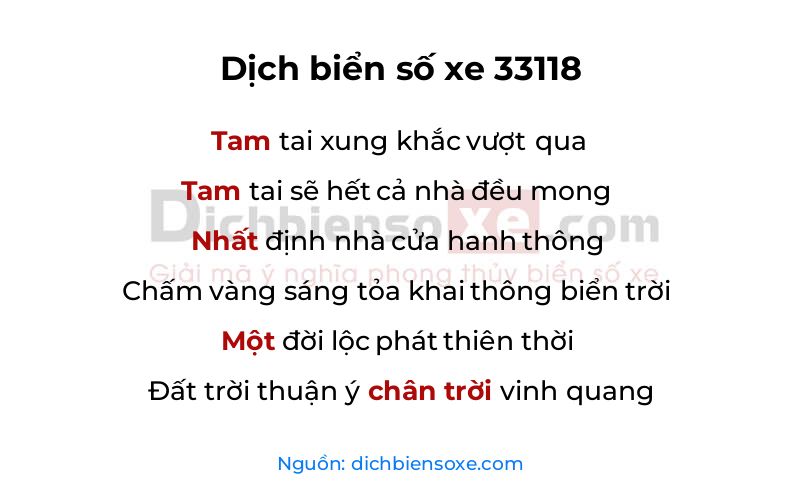 Dịch thơ biển số 33118