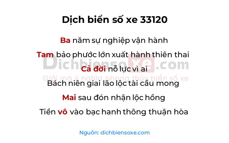 Dịch thơ biển số 33120