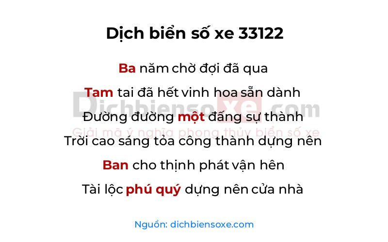Dịch thơ biển số 33122