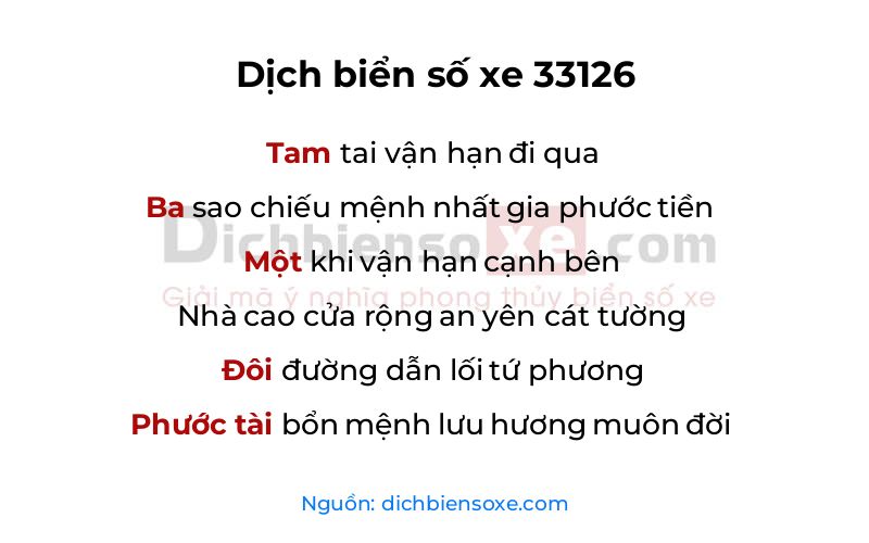 Dịch thơ biển số 33126