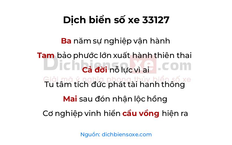 Dịch thơ biển số 33127