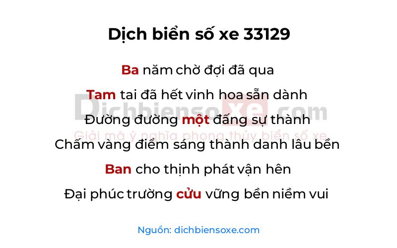 Dịch thơ biển số 33129