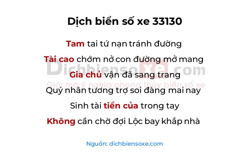 Dịch thơ biển số 33130