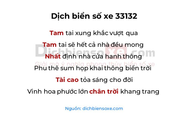 Dịch thơ biển số 33132