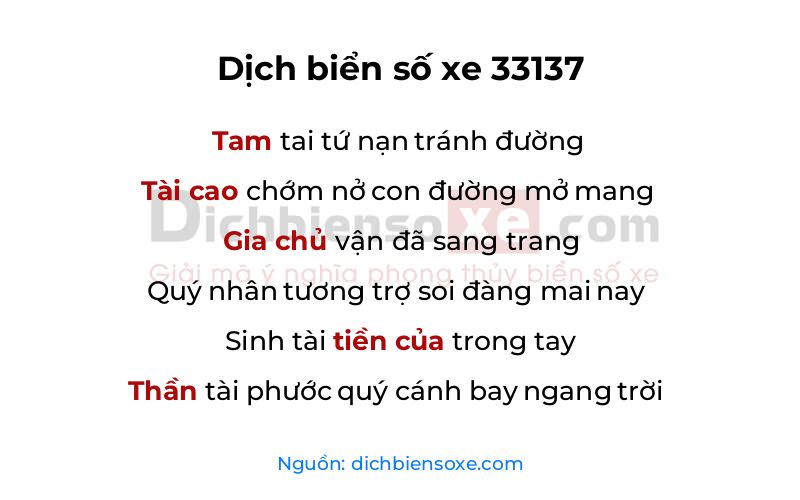 Dịch thơ biển số 33137