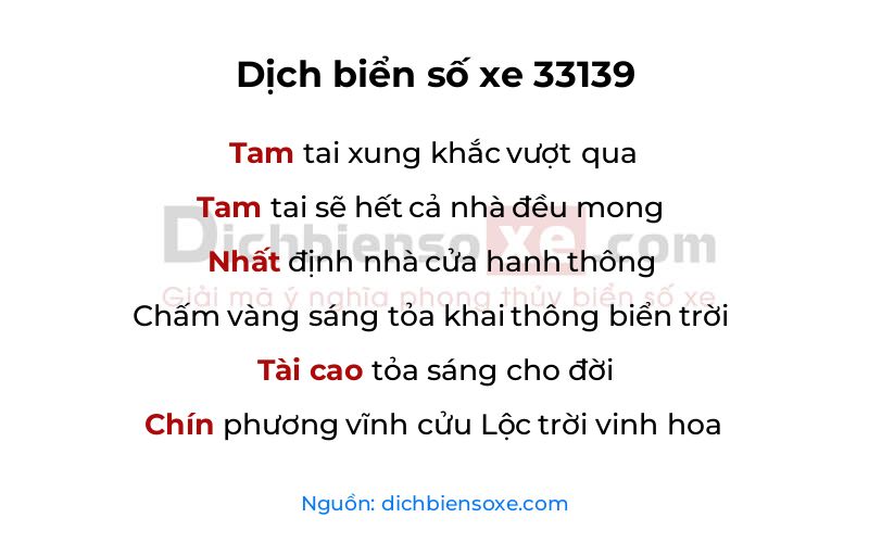 Dịch thơ biển số 33139