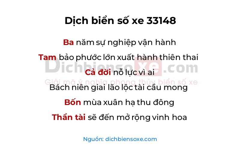 Dịch thơ biển số 33148