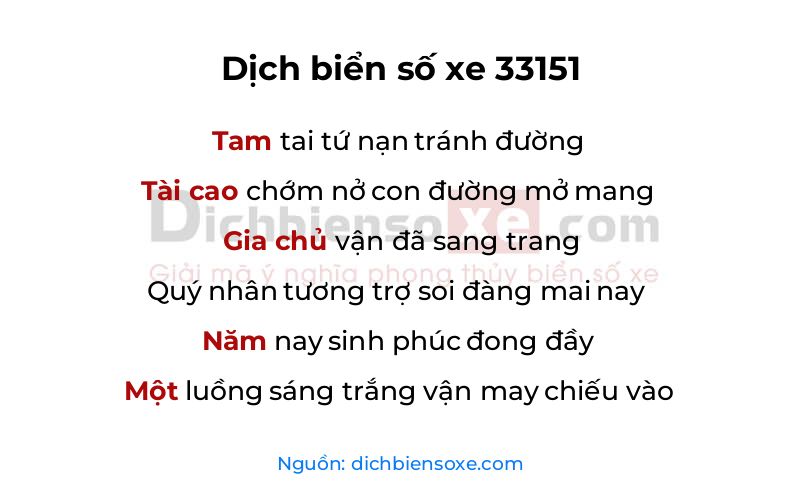 Dịch thơ biển số 33151