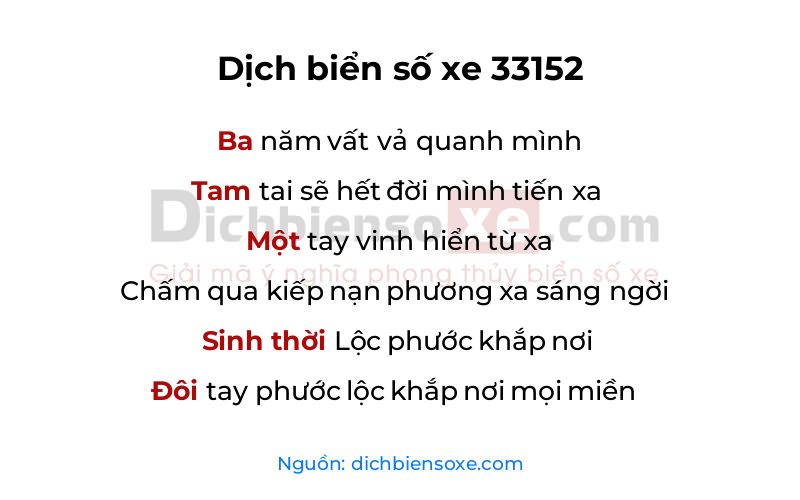 Dịch thơ biển số 33152
