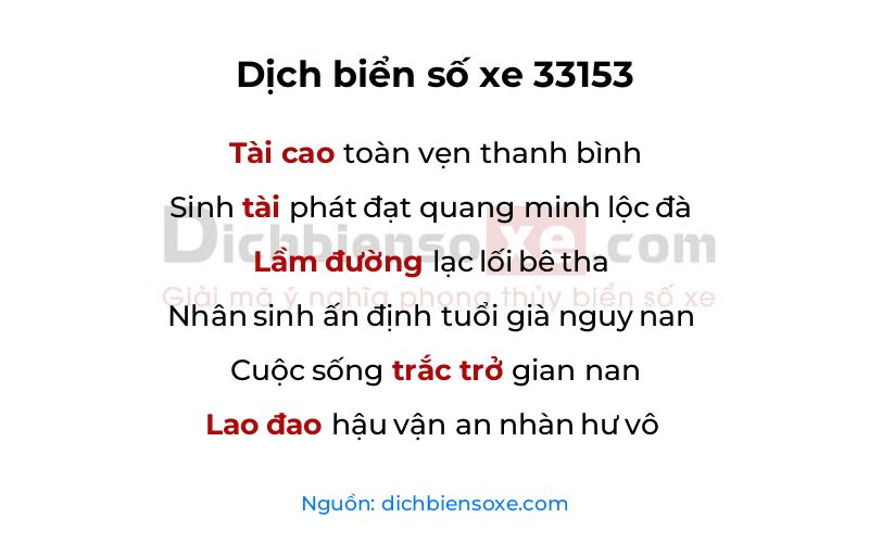 Dịch thơ biển số 33153