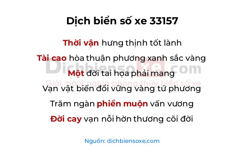 Dịch thơ biển số 33157