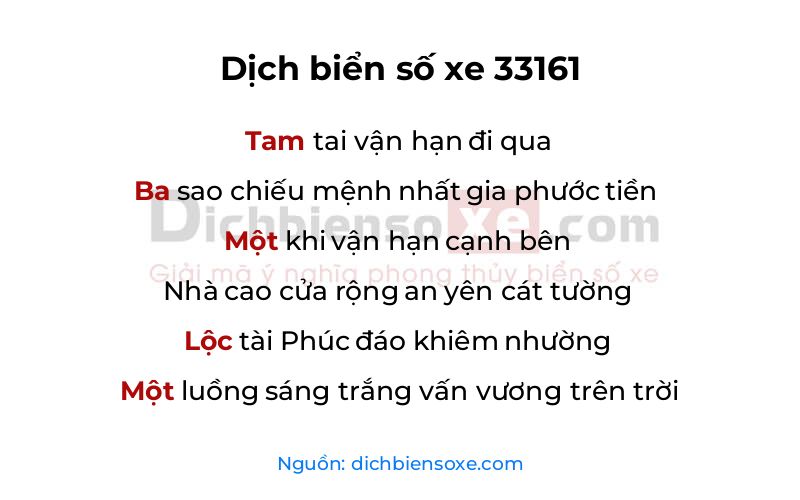 Dịch thơ biển số 33161