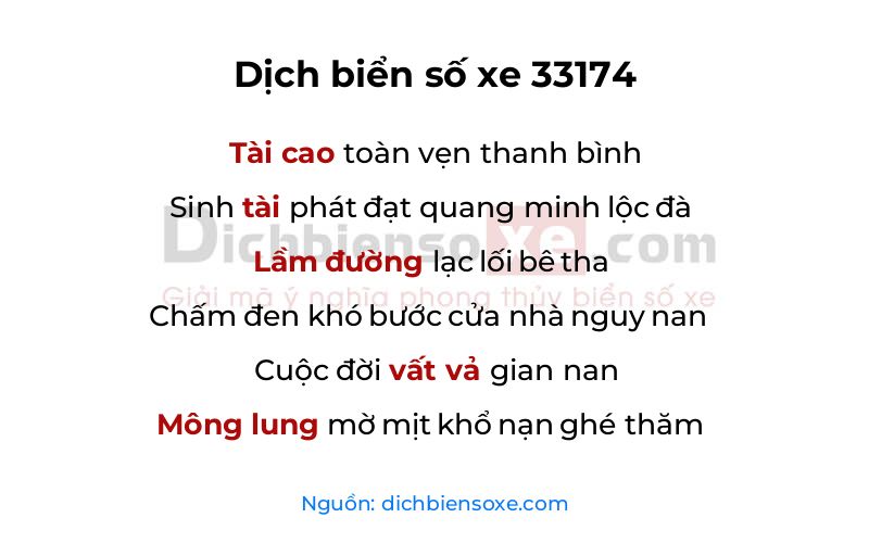 Dịch thơ biển số 33174