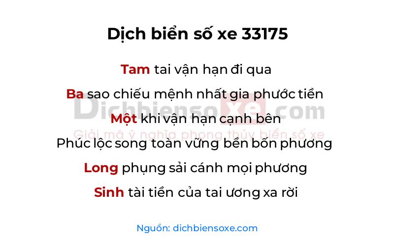 Dịch thơ biển số 33175