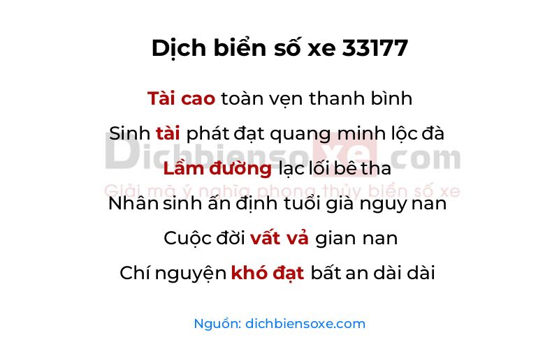 Dịch thơ biển số 33177