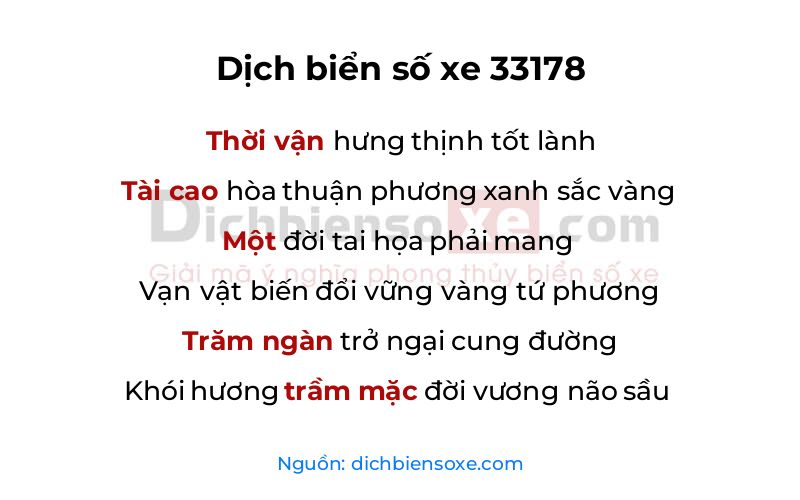 Dịch thơ biển số 33178