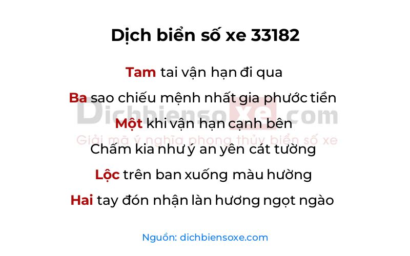 Dịch thơ biển số 33182
