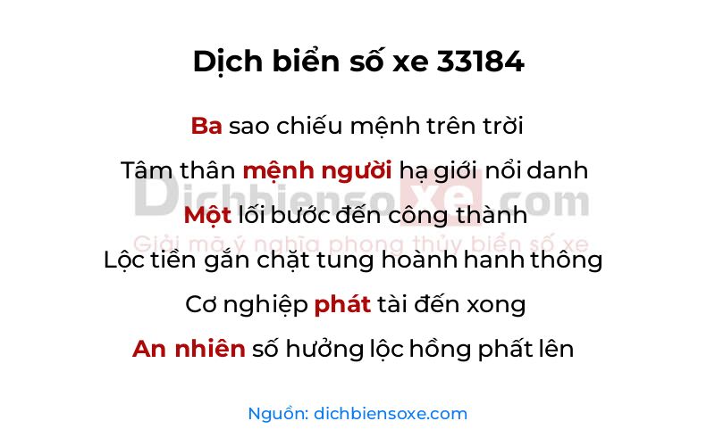 Dịch thơ biển số 33184
