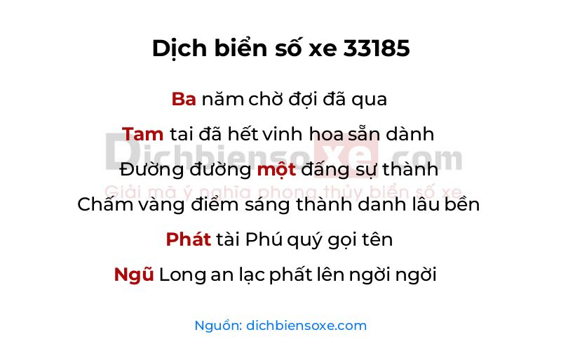 Dịch thơ biển số 33185