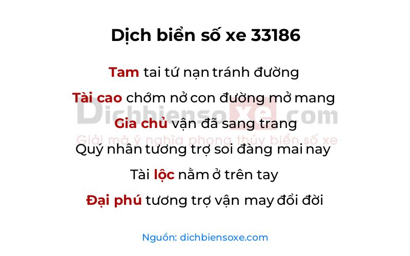 Dịch thơ biển số 33186