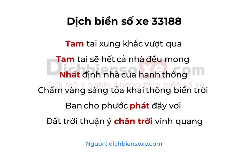 Dịch thơ biển số 33188
