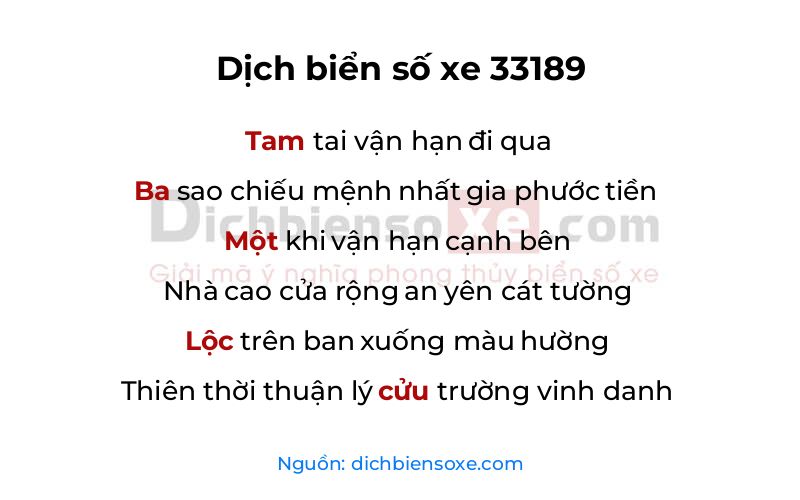 Dịch thơ biển số 33189