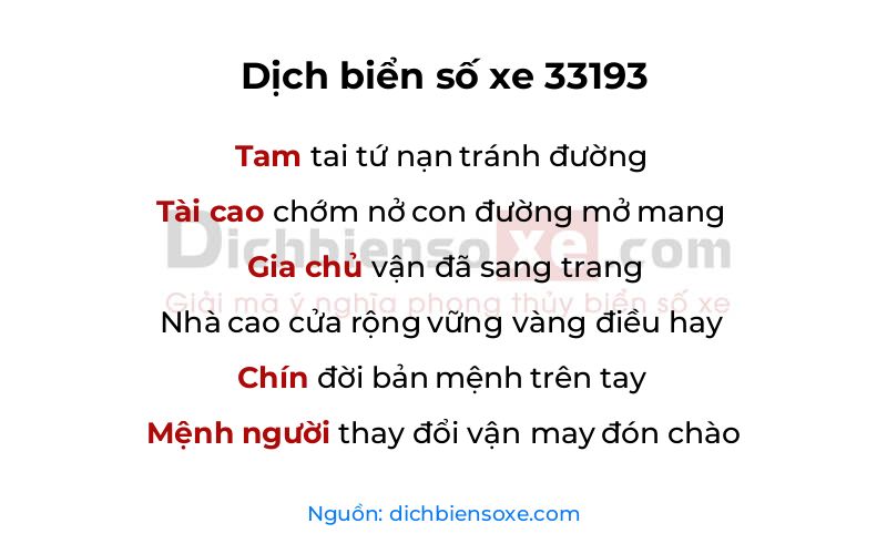 Dịch thơ biển số 33193