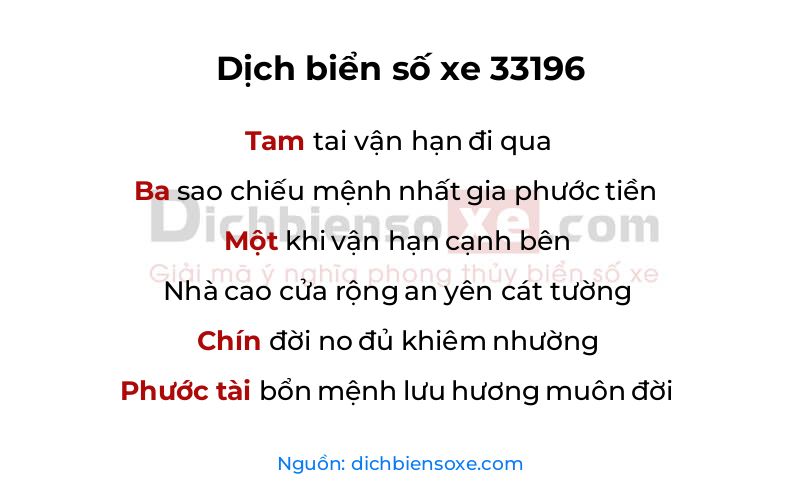 Dịch thơ biển số 33196