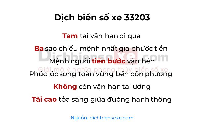 Dịch thơ biển số 33203