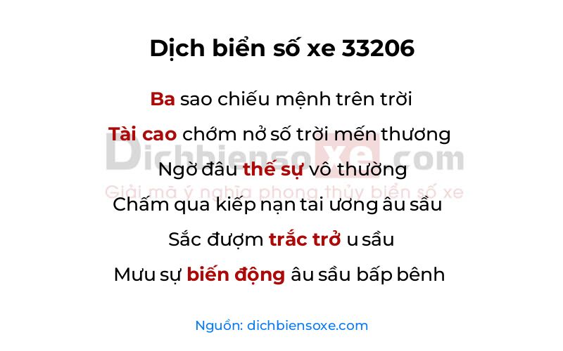 Dịch thơ biển số 33206