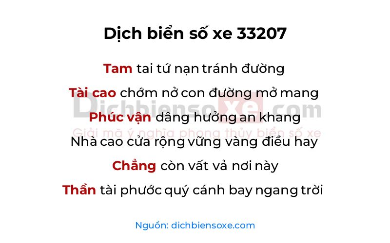 Dịch thơ biển số 33207