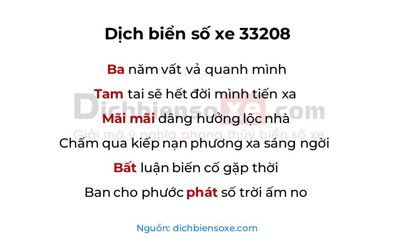 Dịch thơ biển số 33208