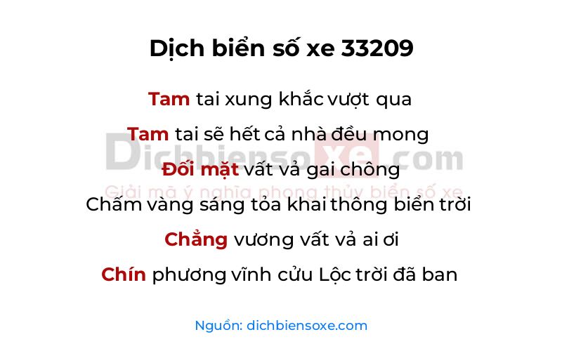 Dịch thơ biển số 33209