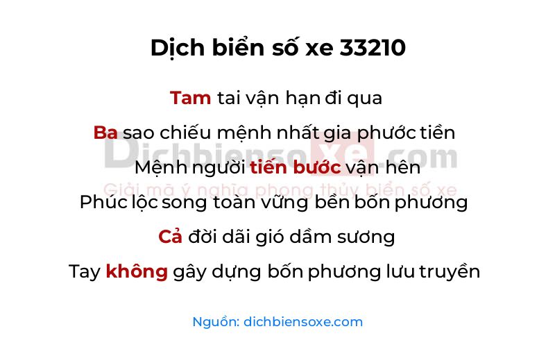 Dịch thơ biển số 33210