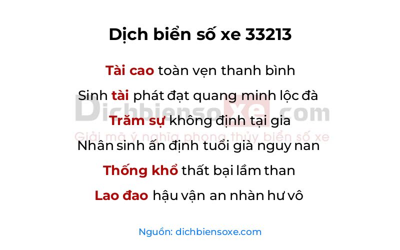 Dịch thơ biển số 33213