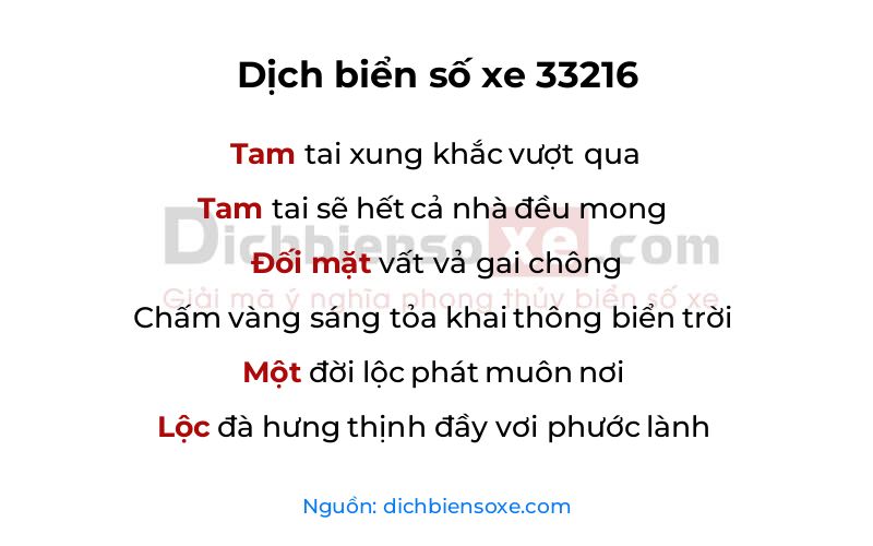 Dịch thơ biển số 33216