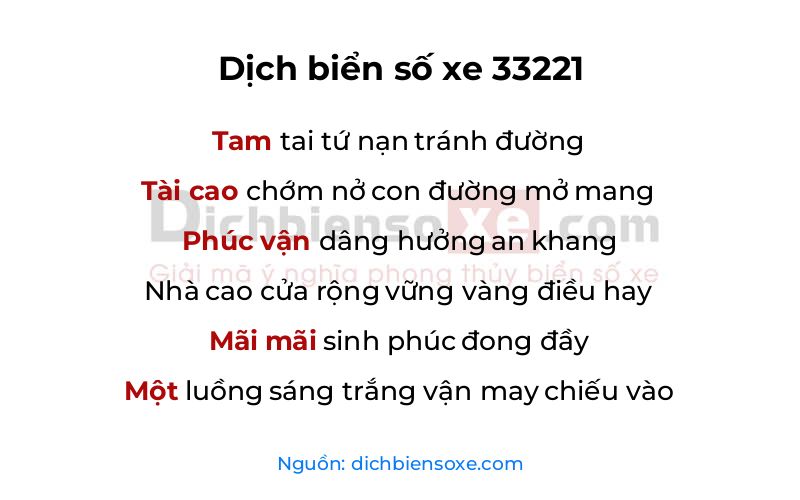 Dịch thơ biển số 33221