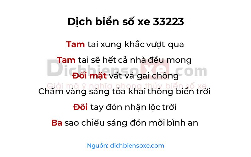 Dịch thơ biển số 33223