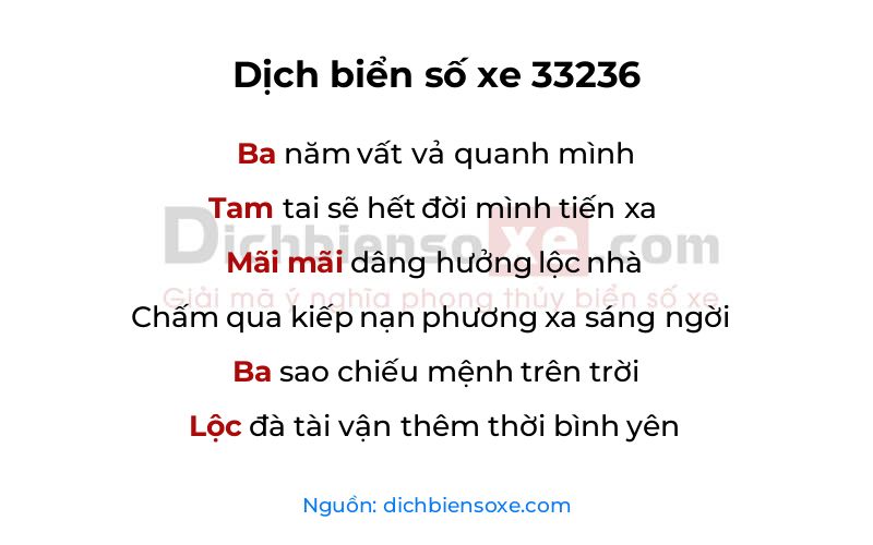 Dịch thơ biển số 33236