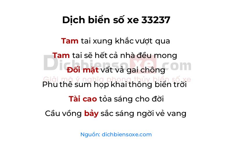Dịch thơ biển số 33237