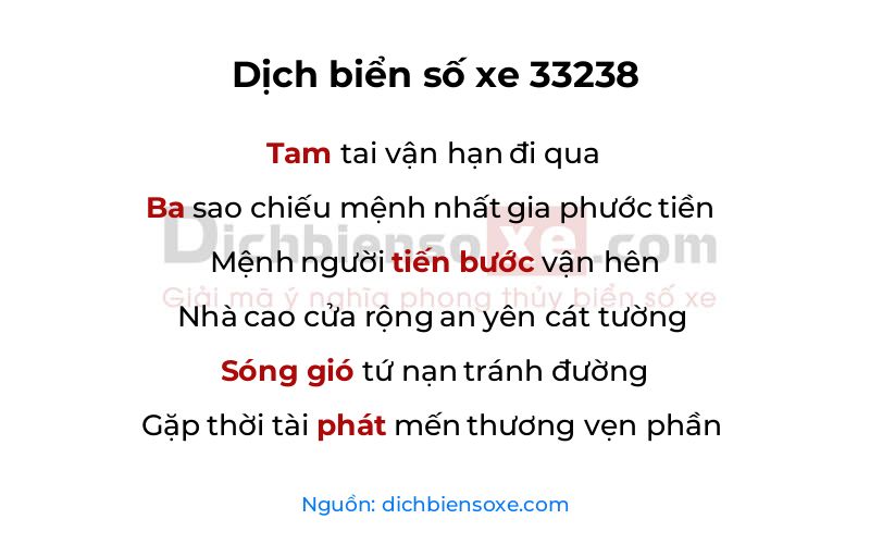 Dịch thơ biển số 33238