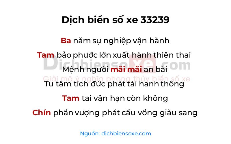 Dịch thơ biển số 33239