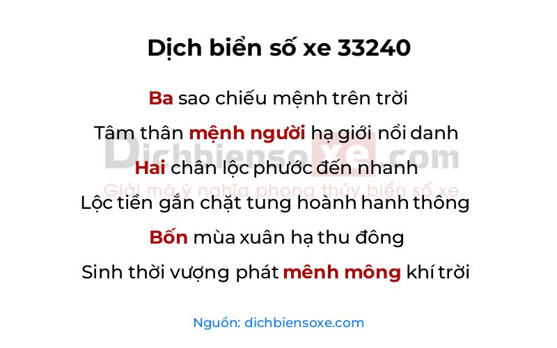 Dịch thơ biển số 33240