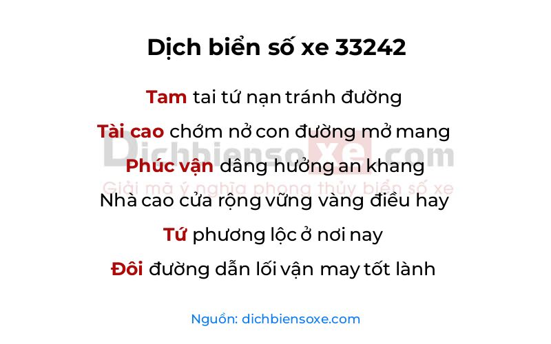Dịch thơ biển số 33242